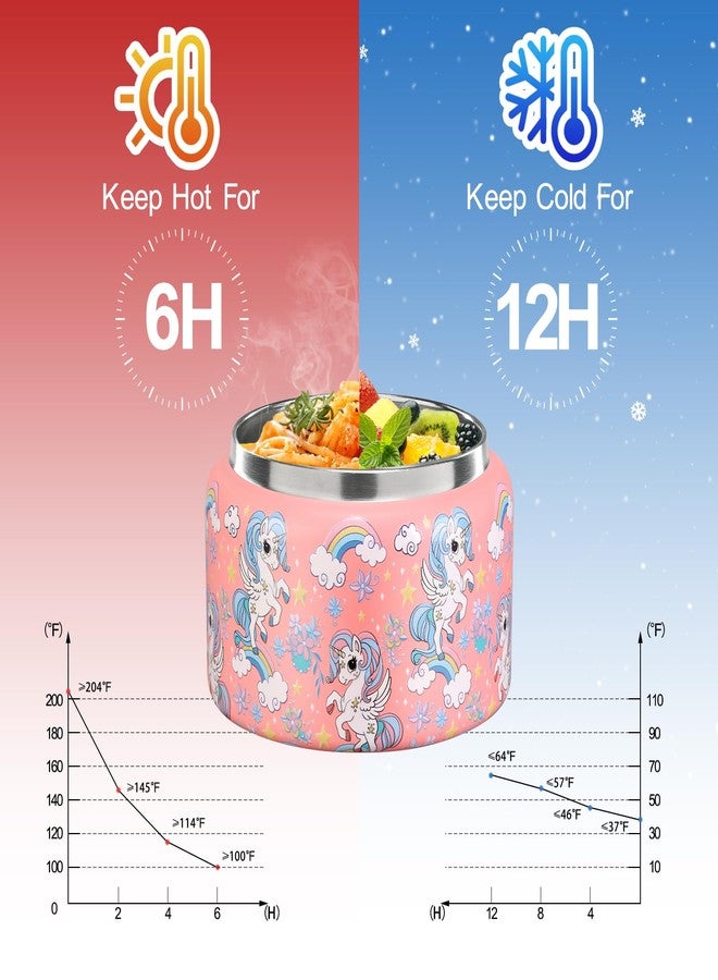 MAISON HUIS 8oz Soup Thermo Wide Mouth Vacuum Insulated Thermo Food Jar, Leak Proof Stainless Steel Thermo for Hot&Cold Food Kids Food Lunch Soup Container for School Travel (Pink-Rainbow - Image 3